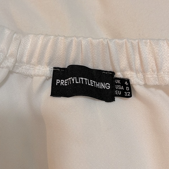 PRETTY LITTLE THING WHITE SATIN BARDOT BLOUSE - Picture 7 of 7